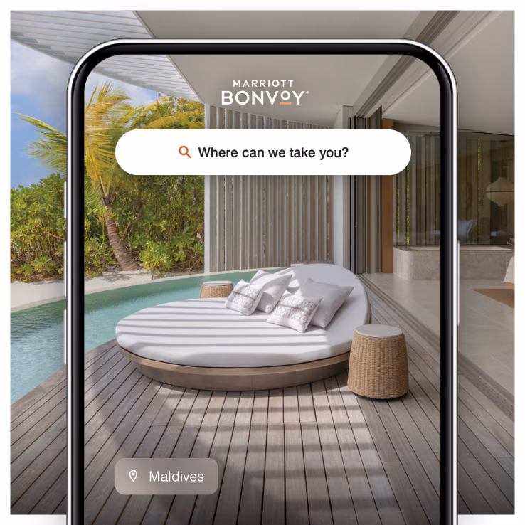 Modern Marriott hotel lobby with warm lighting