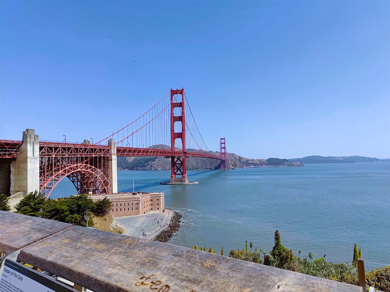 Golden Gate Bridge emerging from morning fog