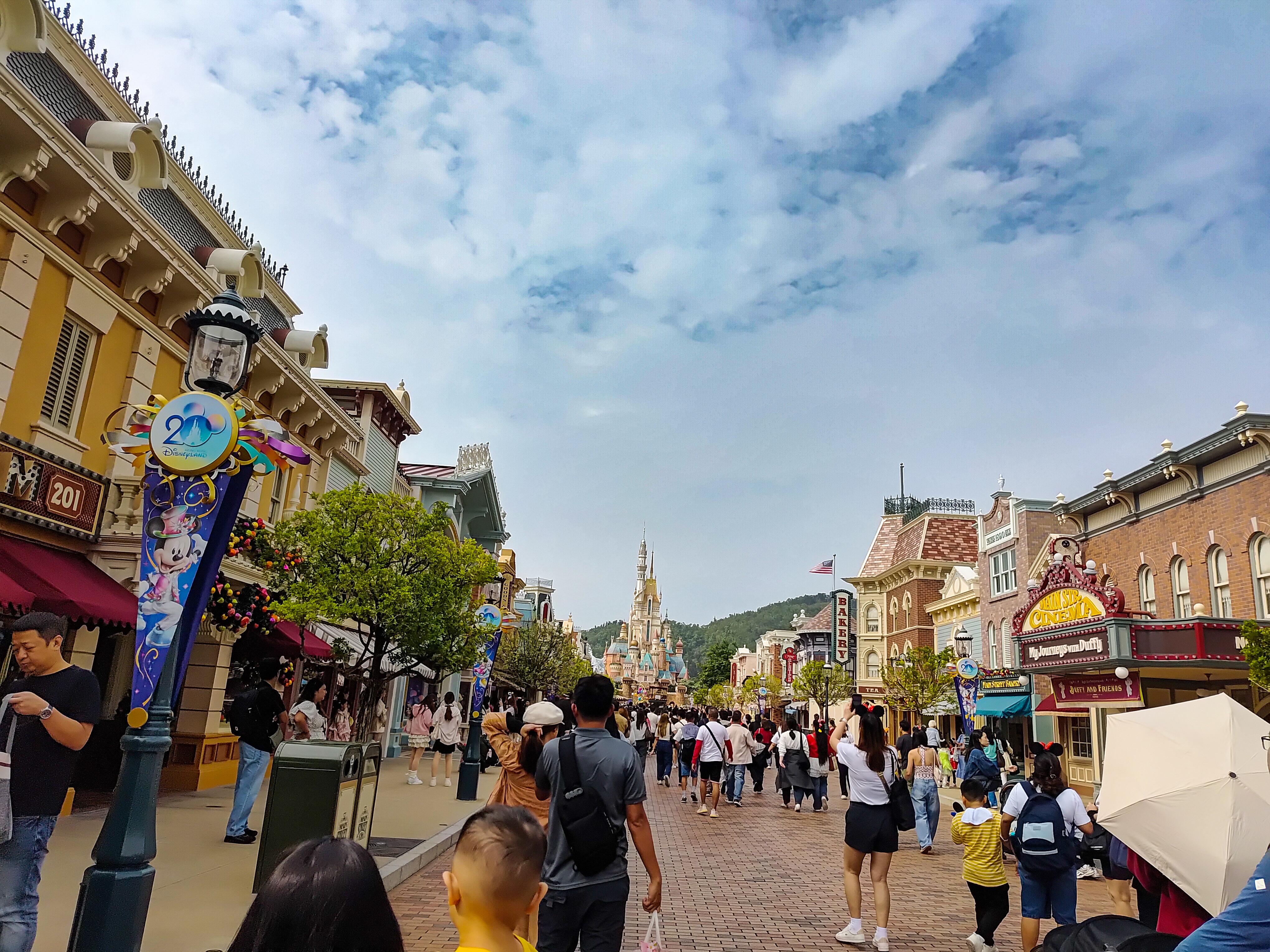 Crowds on Main Street at Hong Kong Disneyland
